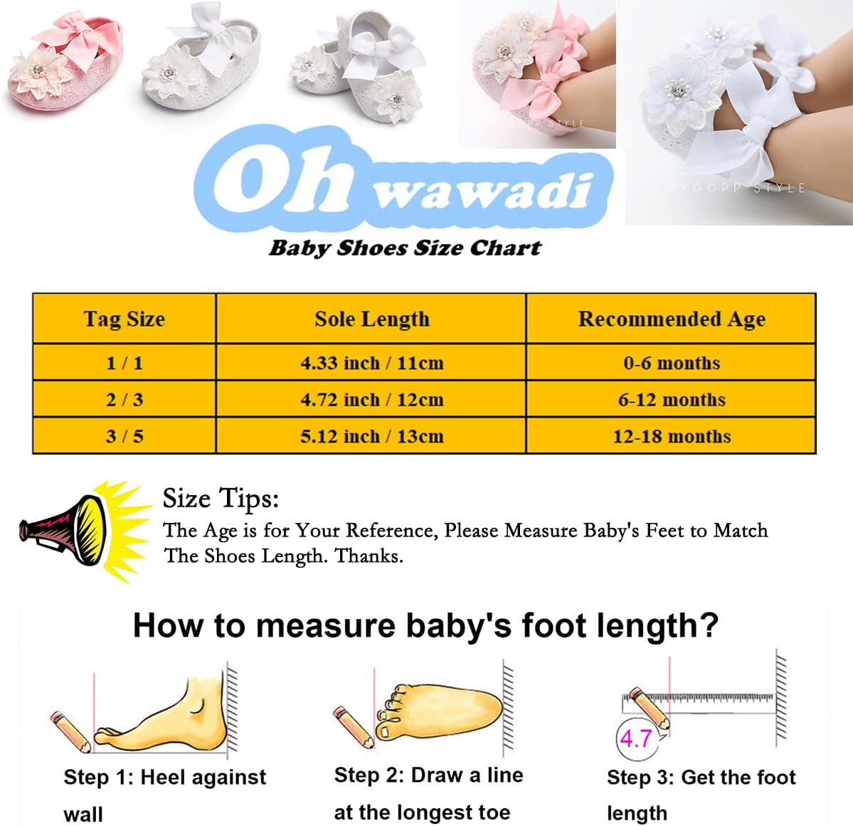 Infant Baby Girl Shoes Baby Mary Jane Flats Princess Wedding Dress Shoes Crib Shoe for Newborns, Infants, Babies, and Toddlers