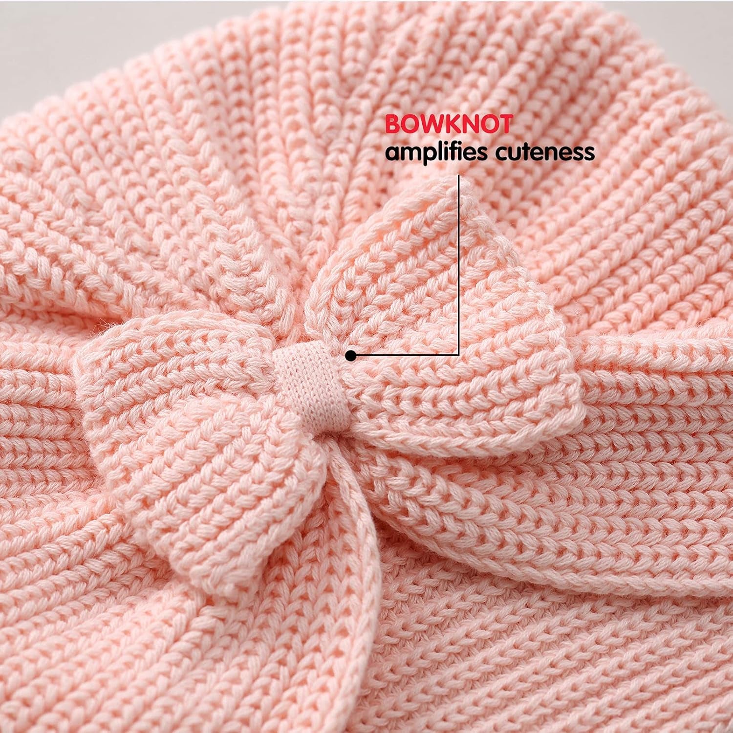 Baby Turbans Infant Girls Beanie Hat Winter Hospital Nursery Beanie Cap Pink Bow 12-24 Months