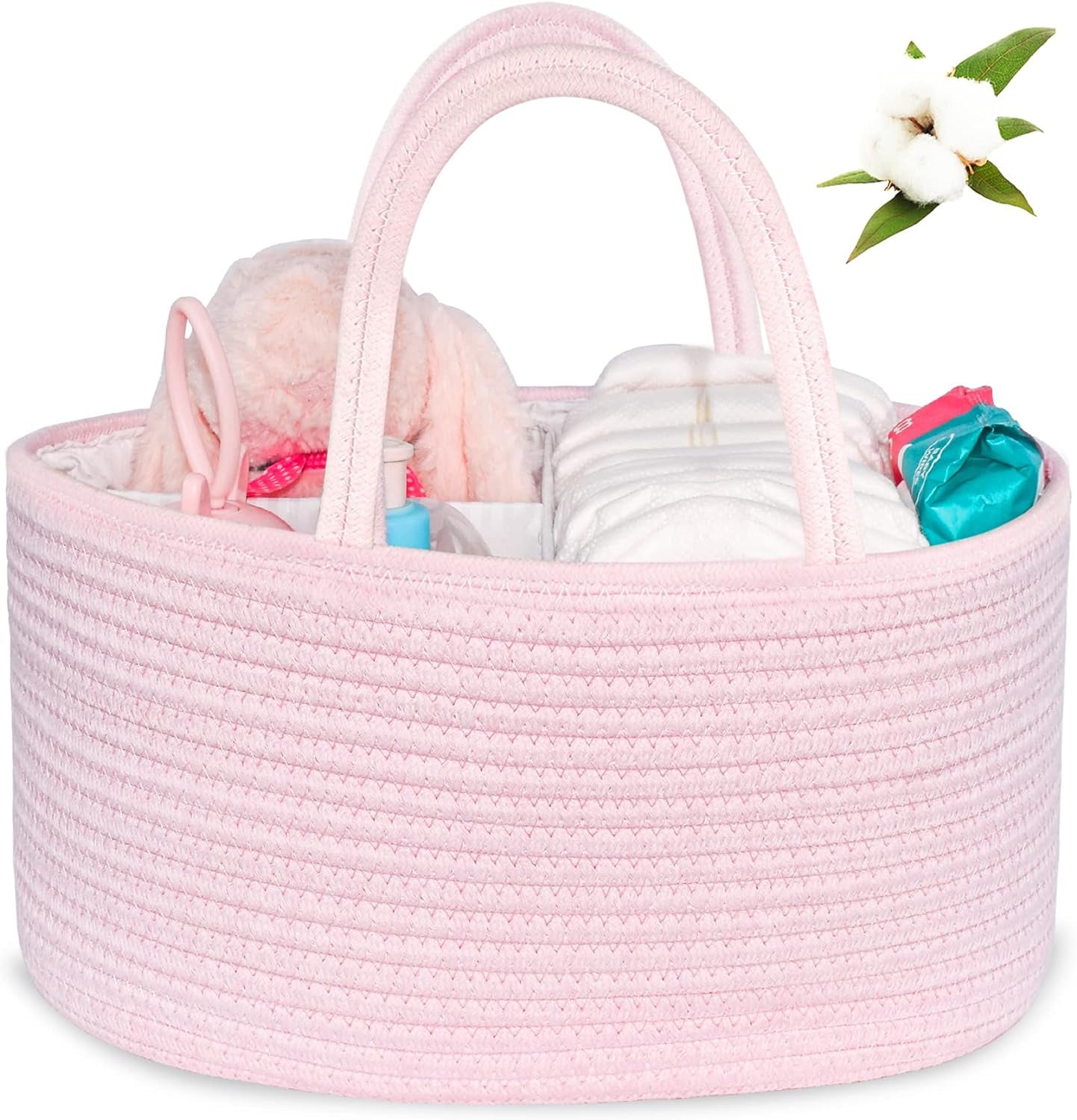 Diaper Caddy Organizer, Cotton Rope Nursery Baby Basket, Changing Table Organizer for Baby Diaper Storage, Diaper Nursery Storage Bin for Baby Stuff, Baby Shower Gifts