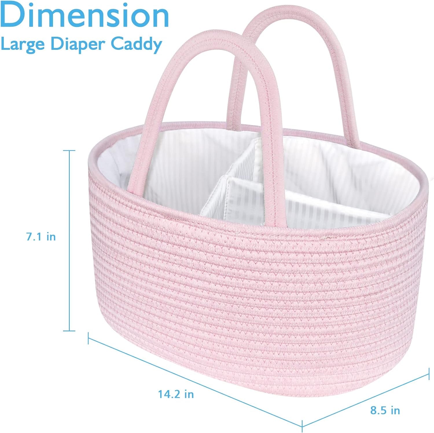 Diaper Caddy Organizer, Cotton Rope Nursery Baby Basket, Changing Table Organizer for Baby Diaper Storage, Diaper Nursery Storage Bin for Baby Stuff, Baby Shower Gifts