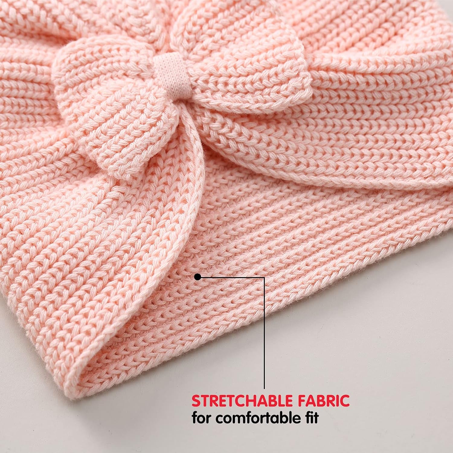 Baby Turbans Infant Girls Beanie Hat Winter Hospital Nursery Beanie Cap Pink Bow 12-24 Months