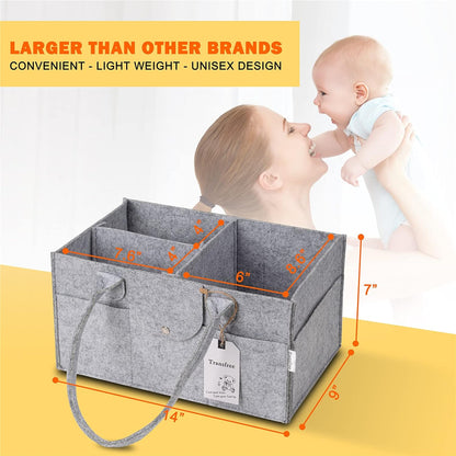 Baby Diaper Caddy Organizer -Diaper Holder Organizer for Changing Table and Car - Portable Nursery Storage Basket with 3 Gifts Regular（13.7 * 7.8 * 3.1 Inches