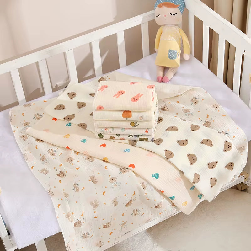 80X80Cm Baby Receive Blanket for Newborn Cotton Muslin Swaddle Blanket Bedding Infant Bath Towel Baby Items M Kids