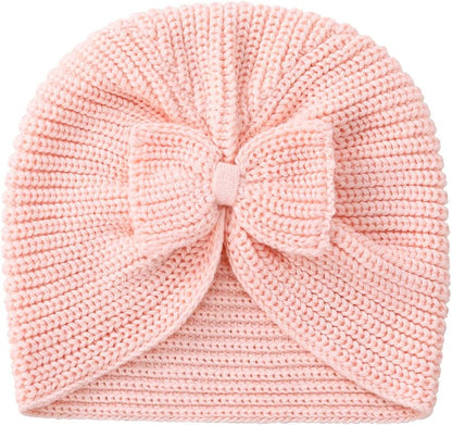 Baby Turbans Infant Girls Beanie Hat Winter Hospital Nursery Beanie Cap Pink Bow 12-24 Months