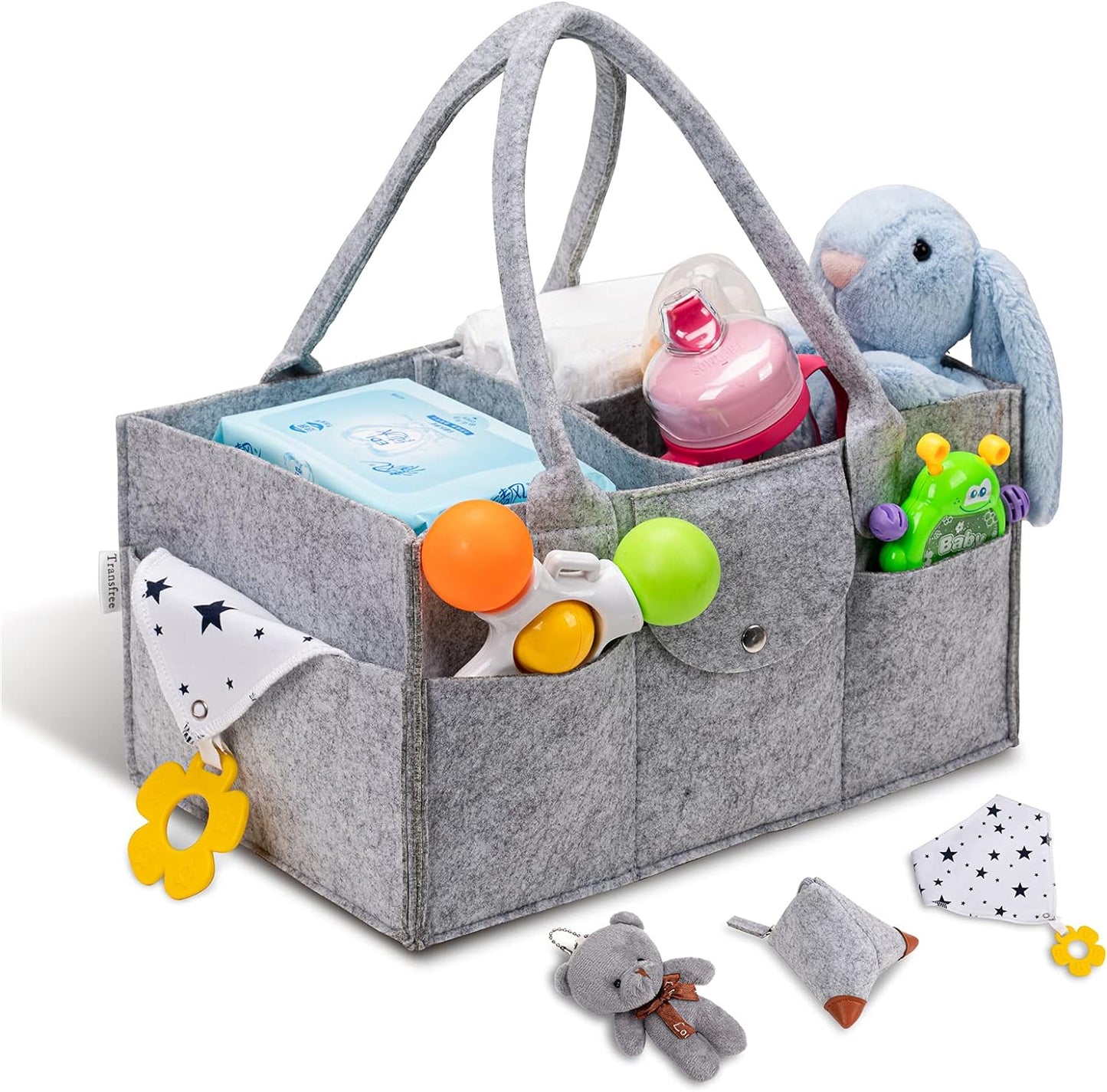 Baby Diaper Caddy Organizer -Diaper Holder Organizer for Changing Table and Car - Portable Nursery Storage Basket with 3 Gifts Regular（13.7 * 7.8 * 3.1 Inches