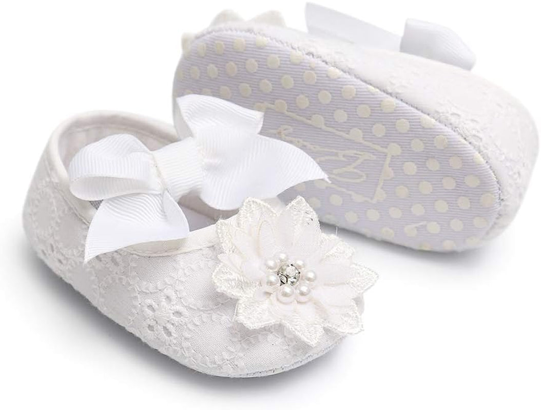 Infant Baby Girl Shoes Baby Mary Jane Flats Princess Wedding Dress Shoes Crib Shoe for Newborns, Infants, Babies, and Toddlers